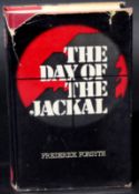 FREDERICK FORSYTH: THE DAY OF THE JACKAL, London, Hutchinson, 1972, signed on small piece of card