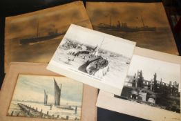Eight assorted Great Yarmouth/Gorleston etc watercolours, drawings and photographs (8)