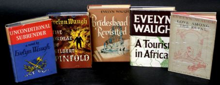 EVELYN WAUGH: 5 titles: BRIDESHEAD REVISITED, Boston, Little Brown & Co, 1945, original cloth,