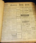THE EASTERN DAILY PRESS, 1913, January-June, elephant folio, old half calf worn