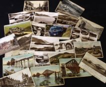 Packet 25 Scotland picture postcards including Tillicoultry, Forth Bridge etc + coloured postcard