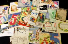 Two packets 100+ mainly post-war greetings cards, some published by Raphael Tuck & Sons Ltd