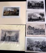 Packet of 10 19th century mounted Essex prints + 8 late 18th century engraved prints by Thornton