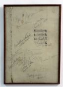 Large piece of board with various musical interest autographs in pencil including Antoni Sala I