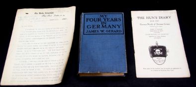 JAMES WATSON GERARD: MY FOUR YEARS IN GERMANY, New York, Grosset & Dunlap, 1917, "Special"