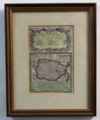 EMANUEL BOWEN: A MAP OF NORFOLK, engraved hand coloured map, circa 1720, approx 110 x 110mm,