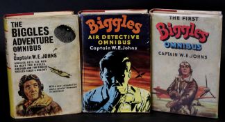 W E JOHNS: 3 titles: THE FIRST BIGGLES OMNIBUS, 1953, 1st edition, original cloth, dust-wrapper; THE
