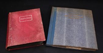 Two postcard albums, good quantity including UK topographical postcards + postcard sized hand