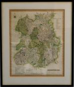 SHROPSHIRE, engraved hand coloured map, circa 1800, approx size 410 x 330mm, framed and glazed,