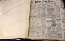 THE EASTERN DAILY PRESS, 1914, January-June, elephant folio, old half calf worn