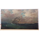 19th century English School, oil on paper laid to panel, Seascape, 23 x 41cm, unframed