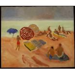 MARGARET HARMSWORTH (1928-2007) On The Beach, Oil, signed lower left 46 x 55cms