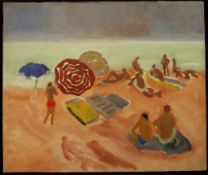 MARGARET HARMSWORTH (1928-2007) On The Beach, Oil, signed lower left 46 x 55cms