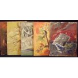 JEAN ROGER LAFITTE (1922-2005) Abstracts, 5 Oils, all signed lower right 27 x 22cms