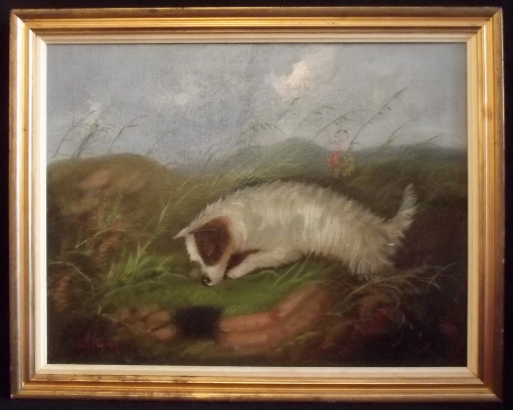 W GREGORY (19th Century) Terrier Dog Ratting, Oil, signed lower left 38 x 50cms