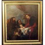 FRENCH SCHOOL (19th Century) The Holy Family, Oil on Panel 30 x 27cms