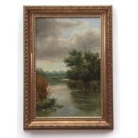 PERCY LIONEL (19TH/20TH CENTURY) Broadland scene oil on board, signed lower right 36 x 22cms