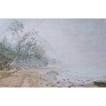 AR MARGARET GLASS, PS (born 1950) "Morning mist, Nacton Shore" pastel