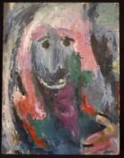 AKOS BIRO (1911-2002) Abstract Portrait, Oil, signed lower right and studio stamp