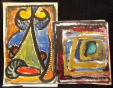 AKOS BIRO (1911-2002) Abstract Studies, 2 Oils, studio stamps verso