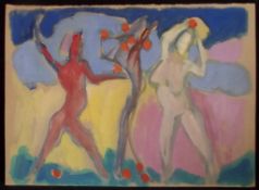 AKOS BIRO (1911-2002) Symbolist Study of Adam & Eve, 3 Gouache, studio stamp verso