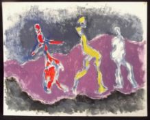 AKOS BIRO (1911-2002) Dancing figures, Oil, studio stamp verso