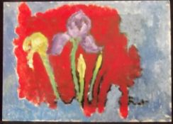 AKOS BIRO (1911-2002) Still Life of Flowers, Oil, unsigned with studio stamp verso