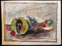 AKOS BIRO (1911-2002) Still Life of Fruit, Oil Pastel, studio stamp verso