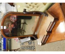 19TH CENTURY MAHOGANY DRESSING TABLE MIRROR, THE BASE FITTED WITH TWO SHAPED DRAWERS RAISED ON BUN