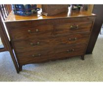 EARLY 19TH CENTURY MAHOGANY CHEST OF TWO SHORT AND TWO FULL WIDTH GRADUATED DRAWERS ON SPLAYED FEET,