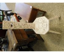 WHITE PAINTED HEAVILY CARVED SPLAT BACK TURNER S CHAIR WITH FLORAL DECORATION