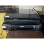 AIWA RECORD PLAYER TOGETHER WITH A PANASONIC VHS PLAYER MODEL NV-HD640
