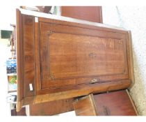 19TH CENTURY MAHOGANY AND OAK INLAID CORNER CUPBOARD WITH SINGLE DOOR WITH THREE SHAPED FITTED