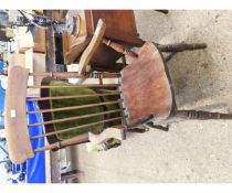 19TH CENTURY ELM HARD SEATED STICK BACK ARMCHAIR