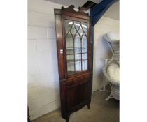 LATE 19TH CENTURY CORNER CUPBOARD WITH GLAZED FRONT