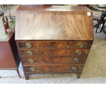 EARLY 19TH CENTURY MAHOGANY BUREAU, FALL FRONT ENCLOSING A FITTED INTERIOR, FOUR GRADUATED FULL