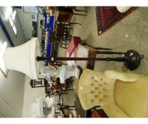 20TH CENTURY MAHOGANY TURNED COLUMN STANDARD LAMP WITH CREAM SHADE