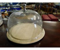 PAIR OF DOMED CAKE DISPLAYS WITH BEECHWOOD BASES