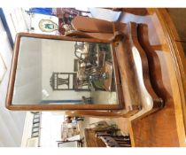 VICTORIAN MAHOGANY LARGE PROPORTION DRESSING TABLE MIRROR WITH SWAN SUPPORTS AND A SERPENTINE BASE