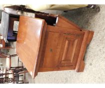 BEECHWOOD FRAMED SIDE TABLE WITH BUILT IN CUPBOARD AND SIDE MAGAZINE RACK