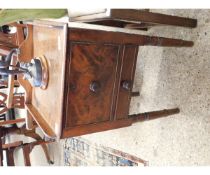 19TH CENTURY MAHOGANY SIDE CUPBOARD WITH SINGLE DOOR AND DRAWER ON RING TURNED LEGS