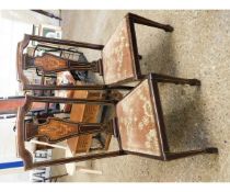 GOOD QUALITY SET OF FOUR EDWARDIAN ROSEWOOD DINING CHAIRS WITH INLAID SPLAT BACKS AND FLORAL