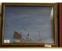 MODERN FRAMED DIORAMA OF A SHIP