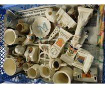 TRAY CONTAINING MIXED CRESTED WARES ETC