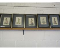 SEVEN COLOURED AND FRAMED FASHION PRINTS