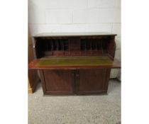 19TH CENTURY MAHOGANY SECRETAIRE BASE WITH DROP FRONT AND FITTED PIGEONHOLE INTERIOR OVER TWO