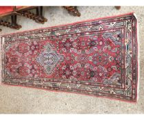 GOOD QUALITY MODERN CARPET WITH RED GROUND AND GEOMETRIC DESIGN
