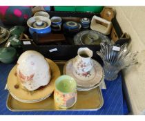 TWO TRAYS CONTAINING MIXED AYNSLEY PLATE, T G GREEN STORAGE JARS, JUGS, MIXED PLATES ETC (2)