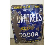 VINTAGE ENAMELLED ROWNTREE S COCOA SIGN (A/F)