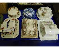 SIX VICTORIAN PRINTED BUTTER DISHES